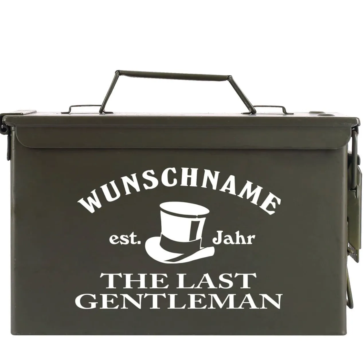 Munitionskiste "The Last Gentleman" mit Ihrem Namen bedruckt