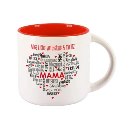 Muttertagsgeschenk - großer Kaffeepott mit Herz und Wunschtext