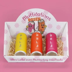 Muttivationsdosen zum Muttertag - 3 Bree Spritz Dosen im Geschenkkorb