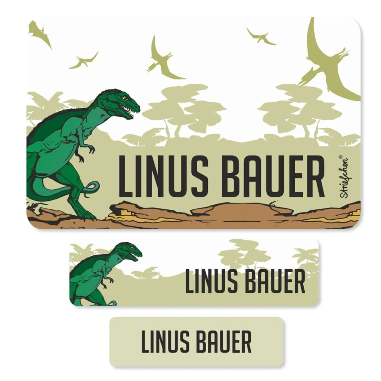 100 Namensaufkleber Dinosaurier