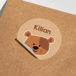 Namensaufkleber mit Bär Motiv und Name personalisiert | 84 Sticker für Kindergarten, Kita und Schule