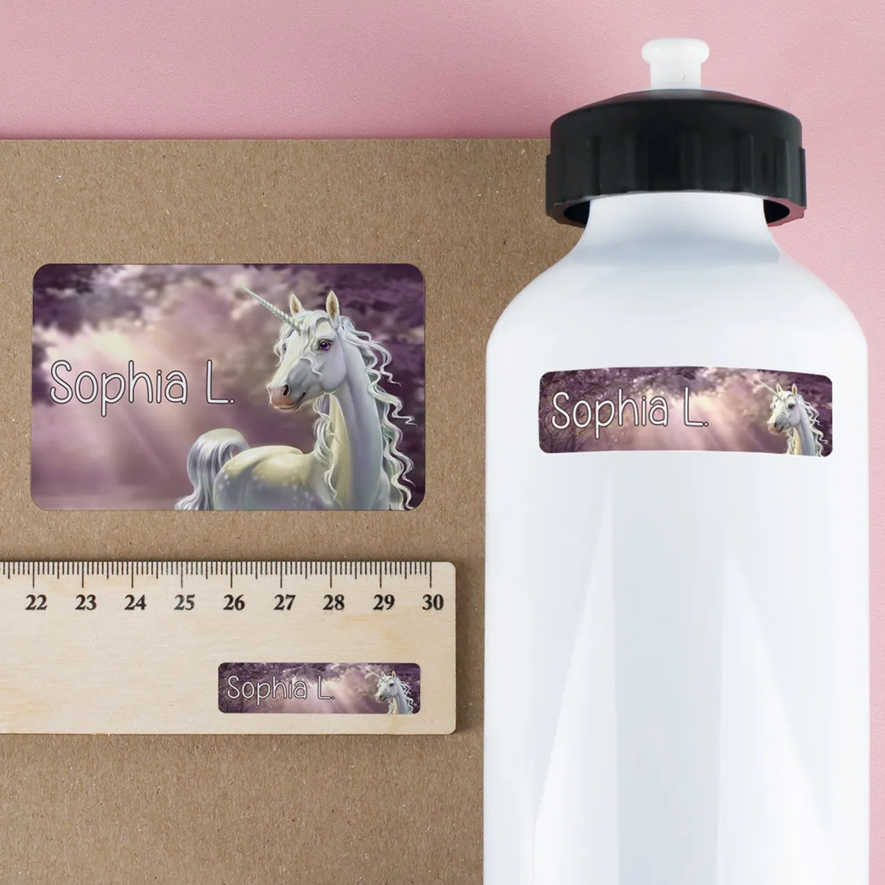 Namensaufkleber mit Einhorn und Name personalisiert | Geschenk für Mädchen, Schule und Kindergarten