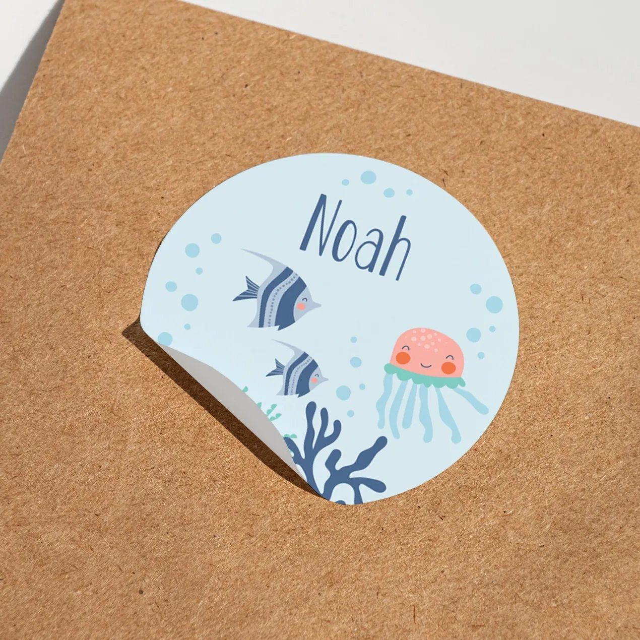 Namensaufkleber mit Meer Motiv und Name personalisiert | 84 Sticker für Kindergarten, Kita & Schule