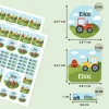 Namensaufkleber mit Traktor Motiv und Name personalisiert | 84 Sticker für Kindergarten, Kita & Schule