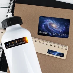 Namensaufkleber mit Weltraum & Planeten Motiv | Personalisiertes Geschenk für Einschulung und Schule