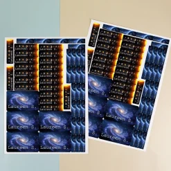 Namensaufkleber mit Weltraum & Planeten Motiv | Personalisiertes Geschenk für Einschulung und Schule