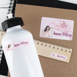 Namensaufkleber Prinzessin mit Name personalisiert | 100 Aufkleber für Mädchen, Schule & Kindergarten