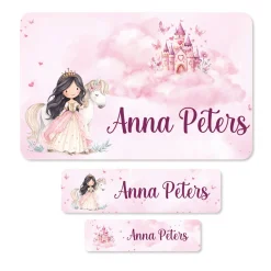 Namensaufkleber Prinzessin mit Name personalisiert | 100 Aufkleber für Mädchen, Schule & Kindergarten
