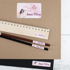 Namensaufkleber Prinzessin mit Name personalisiert | 100 Aufkleber für Mädchen, Schule & Kindergarten
