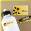 Namensaufkleber 'Sonnenblumen' | 100 Stück Schulaufkleber Etiketten personalisiert mit Name