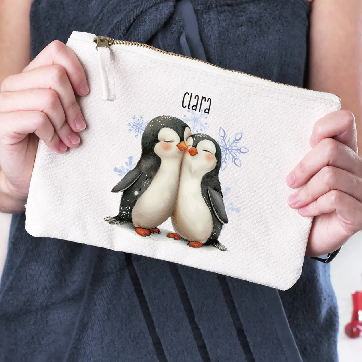 Niedliche Beautycase mit Pinguinmotiv