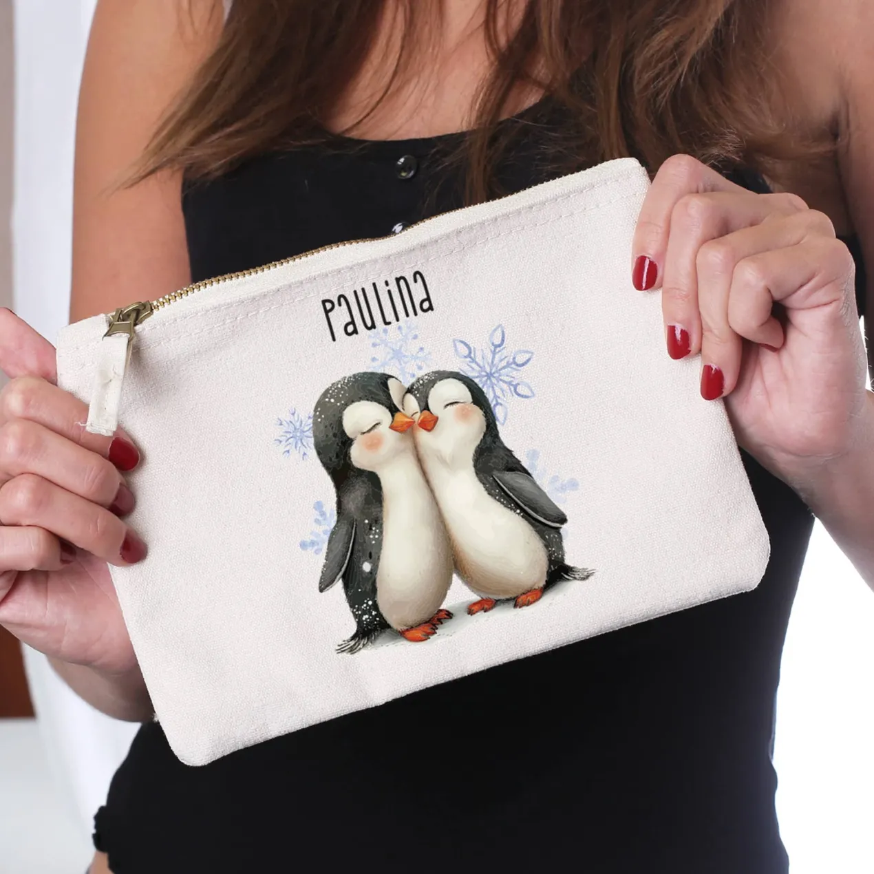 Niedliche Beautycase mit Pinguinmotiv