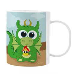Niedliche Drachentasse mit Wunschname | Tasse als Geschenk für Kinder