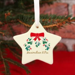 Niedlicher Christbaumanhänger mit Mistelzweig und Ihren Wunschnamen