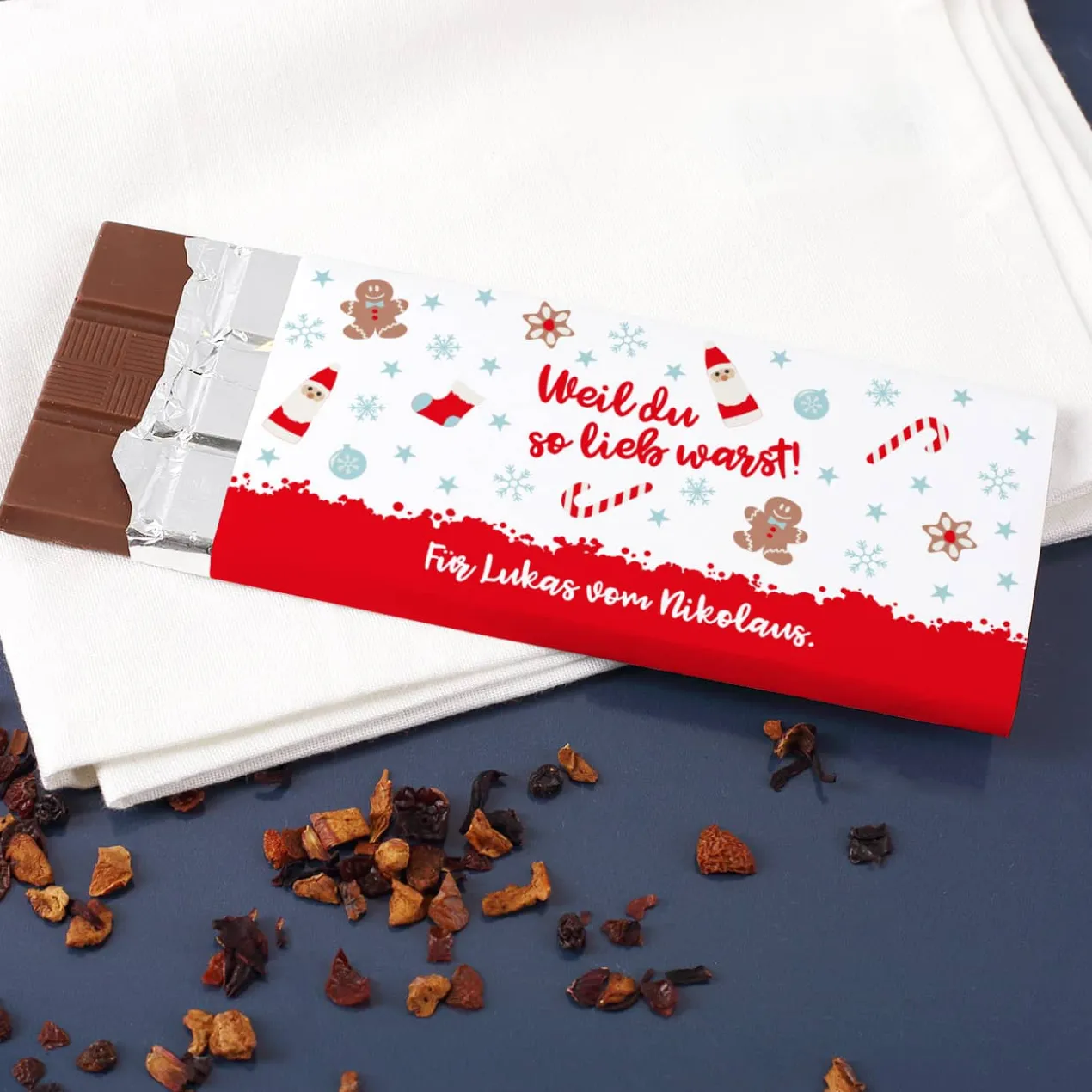 Nikolaus Geschenkset - Weil du so lieb warst - mit Tasse, Schokolade und Baumwollsack