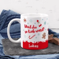 Nikolaus Geschenkset - Weil du so lieb warst - mit Tasse, Schokolade und Baumwollsack