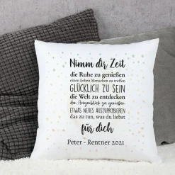 Nimm dir Zeit - Kissen mit Wunschtext zur Rente