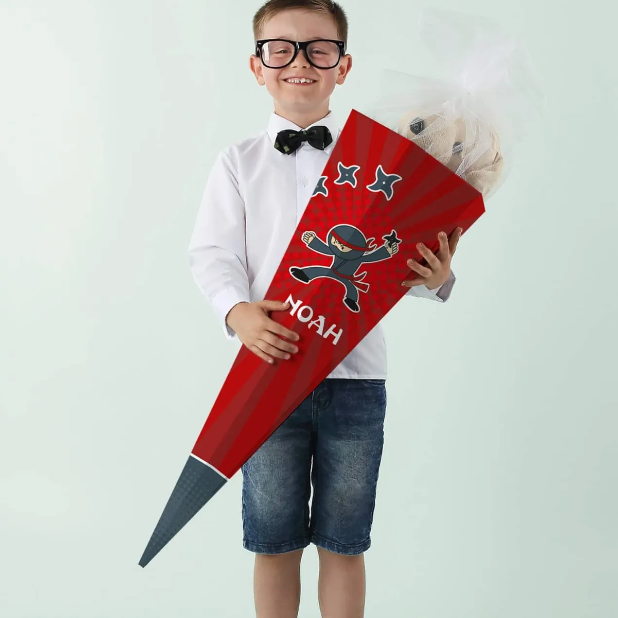 Ninja - Schultüte für Jungen mit Name, 80 cm