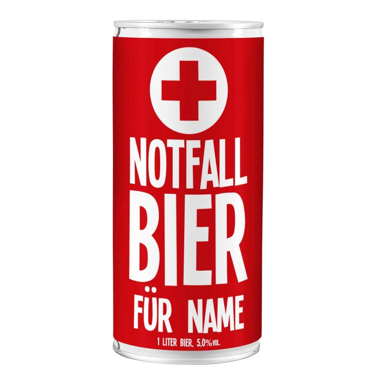 Notfall Bier in der 1 Liter Bierdose mit Namensaufdruck