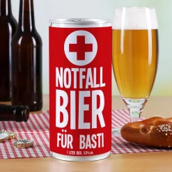 Notfall Bier in der 1 Liter Bierdose mit Namensaufdruck