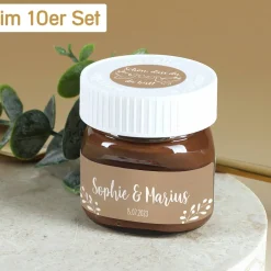 10 Nutella Gläschen als Gastgeschenk zur Hochzeit