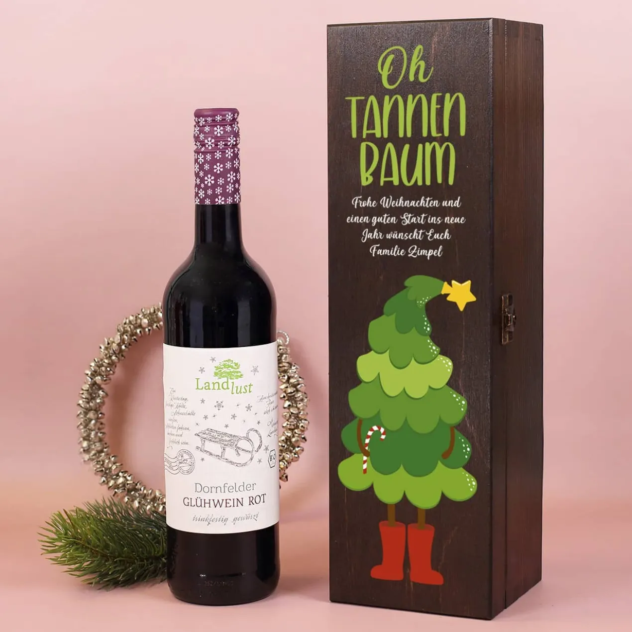 Oh Tannenbaum - Rotkäppchen Glühwein in personalisierter Holzbox