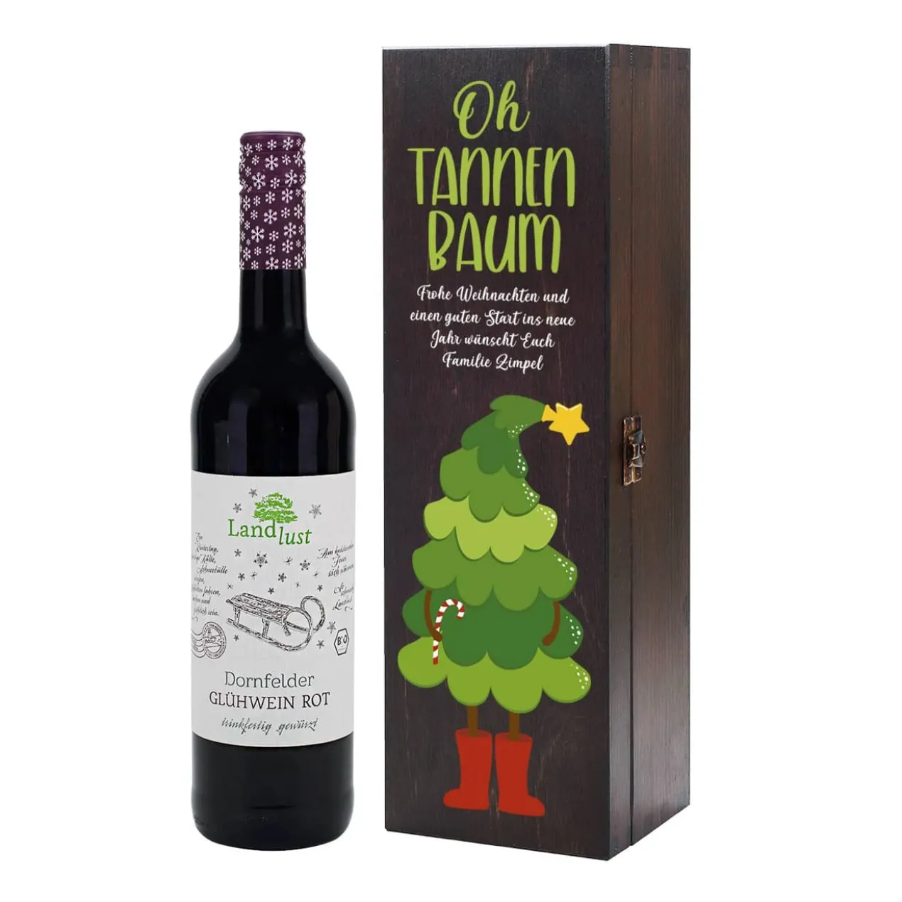 Oh Tannenbaum - Rotkäppchen Glühwein in personalisierter Holzbox