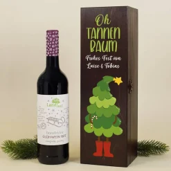 Oh Tannenbaum - Rotkäppchen Glühwein in personalisierter Holzbox