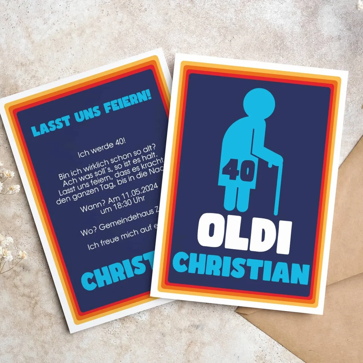 OLDI - lustige Einladungskarte zum Geburtstag