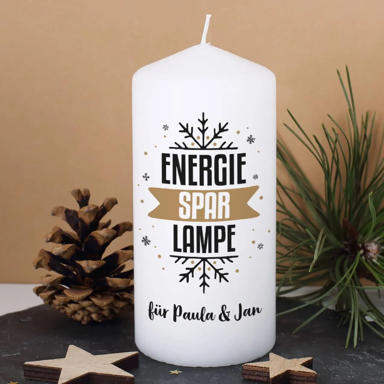 Originelle Kerze - EnergieSparLampe - mit Ihrem Text bedruckt