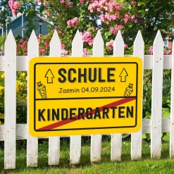 Ortsschild zur Einschulung mit Ihrem Wunschtext - 70 x 50 cm