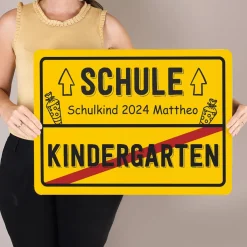 Ortsschild zur Einschulung mit Ihrem Wunschtext - 70 x 50 cm
