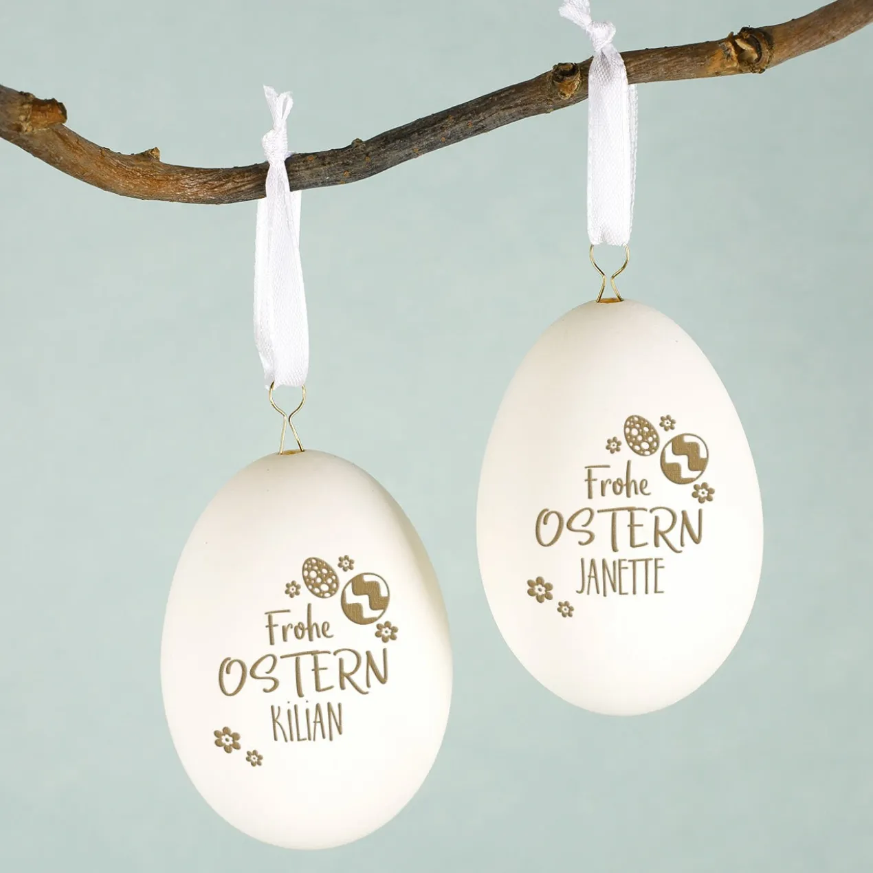 Osterei "Frohe Ostern" mit persönlicher Namensgravur