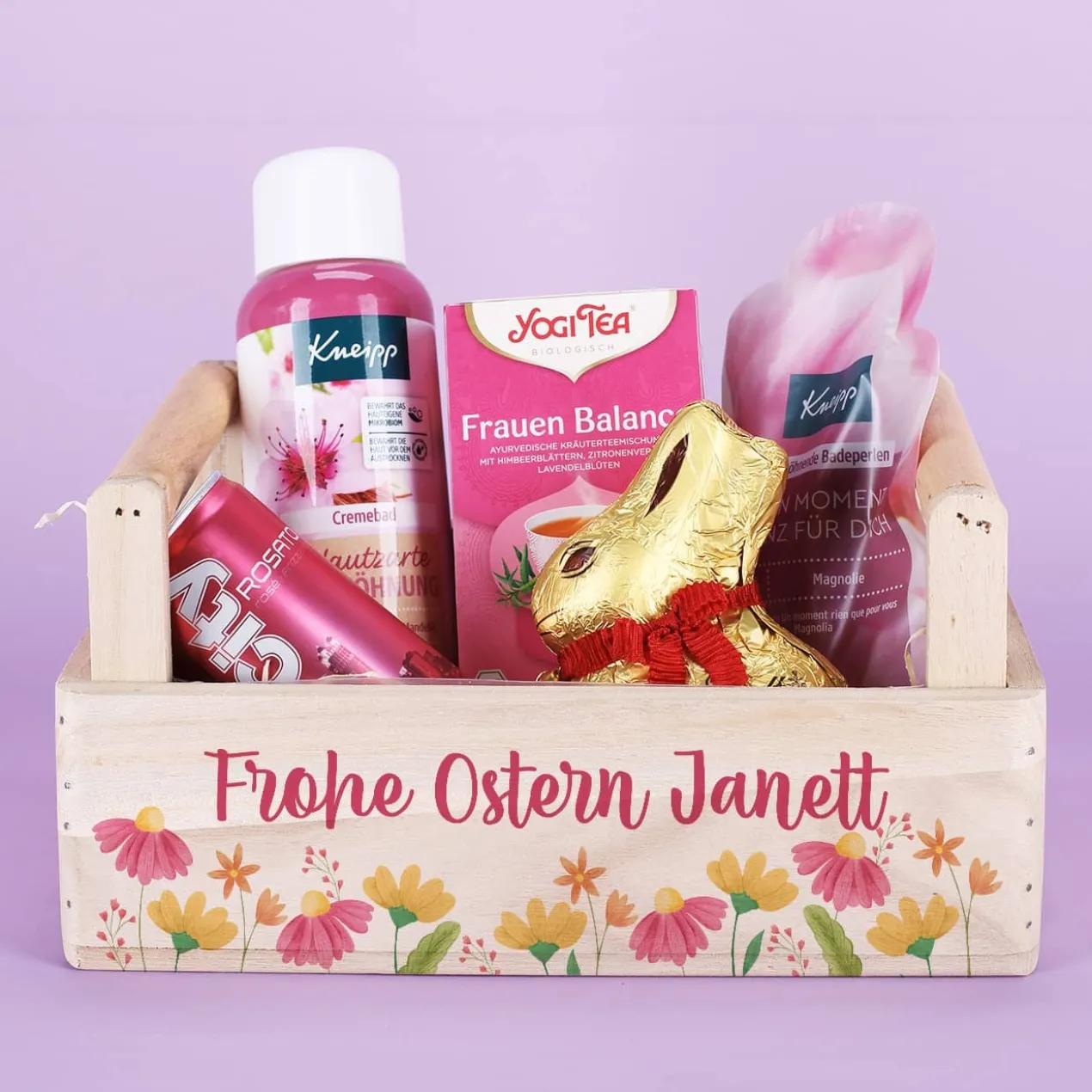 Ostergeschenkset für Frauen im Holzkörbchen