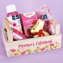 Ostergeschenkset für Frauen im Holzkörbchen