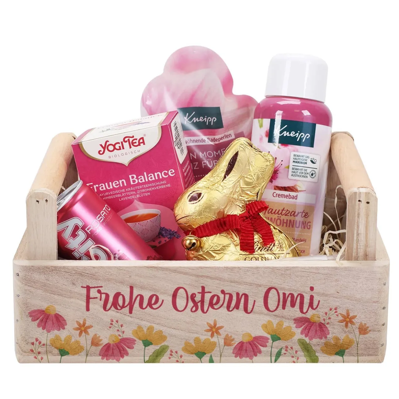 Ostergeschenkset für Frauen im Holzkörbchen