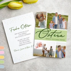 Osterkarte mit Fotocollage, Ihrem Text und Farbauswahl