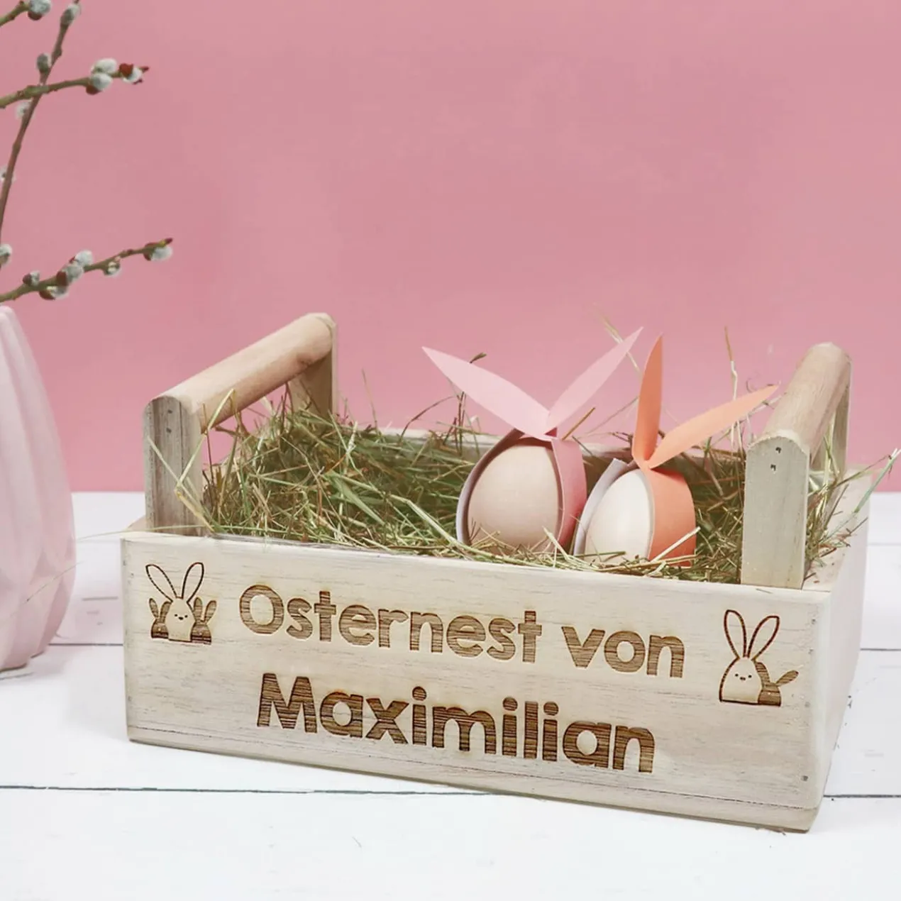 Osterkorb mit Gravur für ihre Ostergeschenke