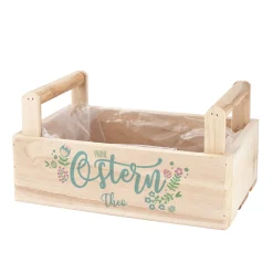 Osterkörbchen & Pflanzkiste aus Holz mit Wunschnamen | Frohe Ostern Motiv