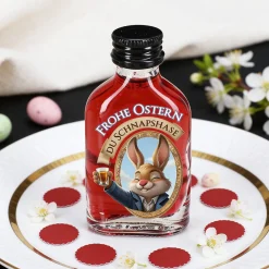 Osterschnaps 'Du Schnapshase' | Mini Likörflasche mit Hasenmotiv | Fruchtlikör oder Kräuterlikör