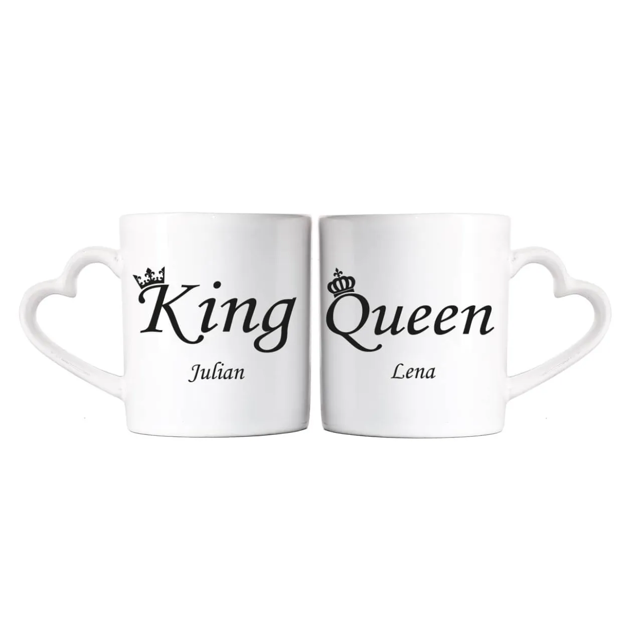 Paartassen - King & Queen - mit Ihren Namen