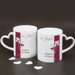 Paartassen zur Goldenen Hochzeit mit Wunschnamen