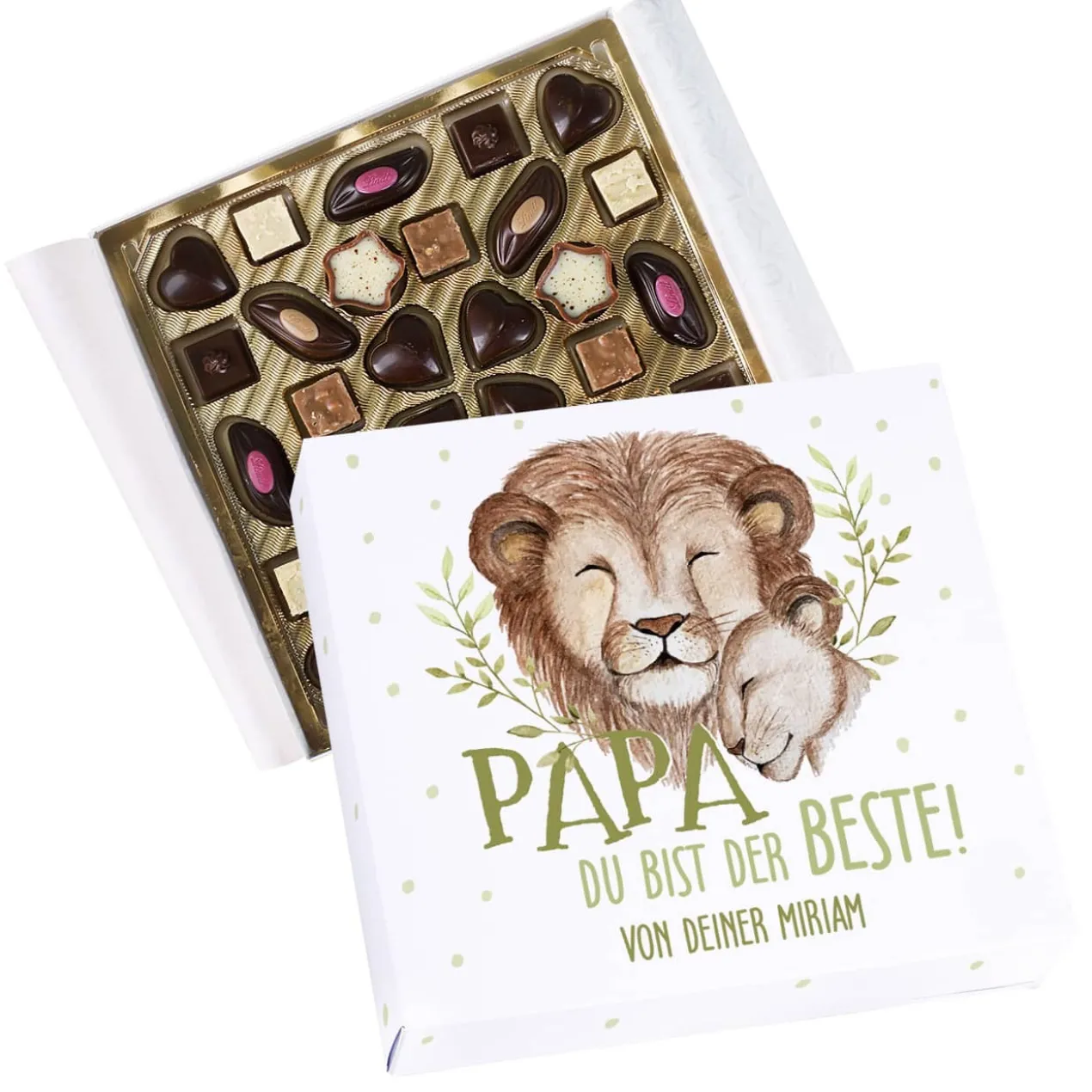 Papa du bist der Beste! - Lindt Pralinen zum Vatertag mit Löwenmotiv