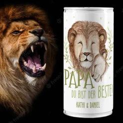Papa du bist der Beste! - 1 Liter Bierdose mit Löwenmotiv und Wunschtext
