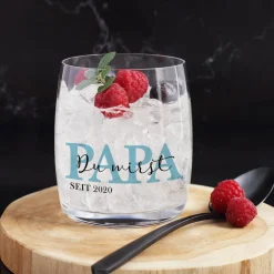 Papa seit - Whiskeyglas oder Wasserglas mit Ihrem Wunschtext