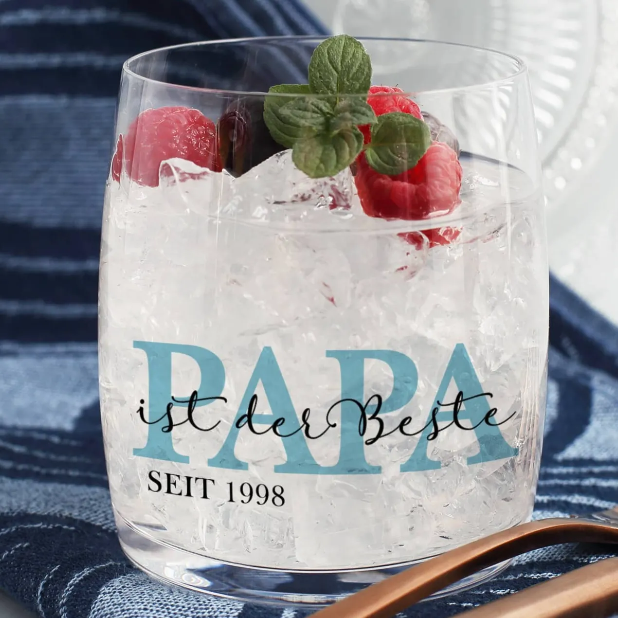 Papa seit - Whiskeyglas oder Wasserglas mit Ihrem Wunschtext