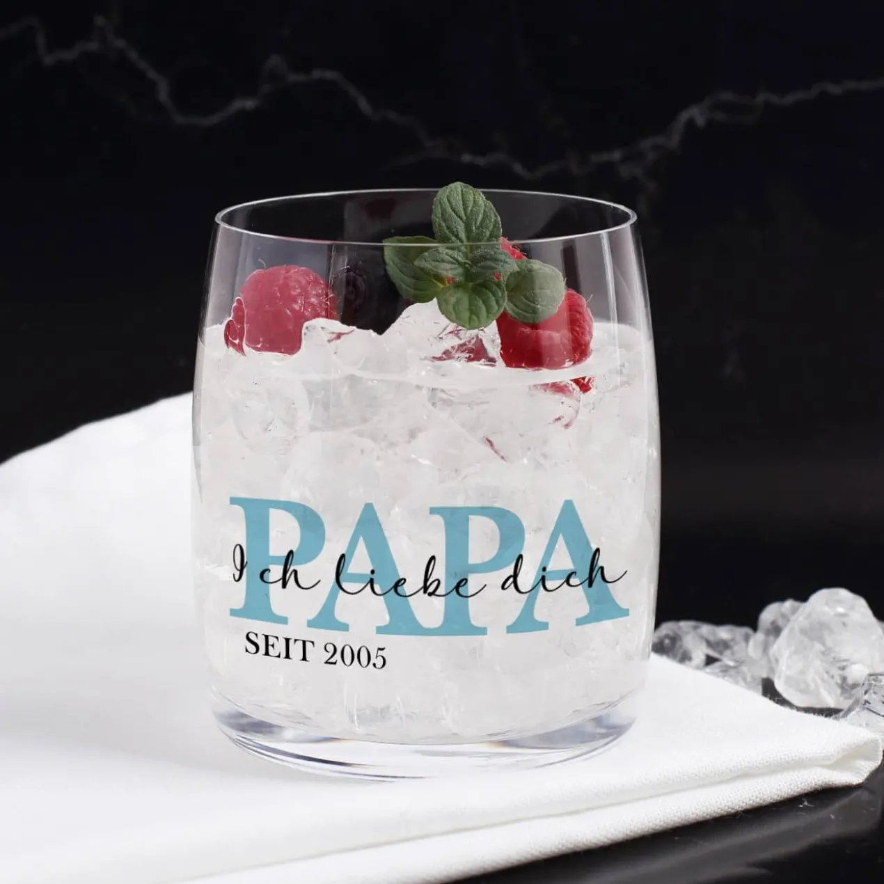 Papa seit - Whiskeyglas oder Wasserglas mit Ihrem Wunschtext