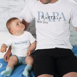 Partnershirts Vater und Kind - Papa seit - als Vatertagsgeschenk