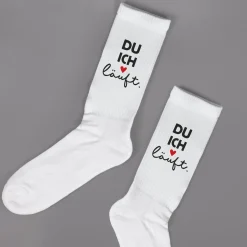 Partner-Socken 'Du Ich läuft.' – Tennissocken als kleine Liebeserklärung zum Valentinstag für Paare