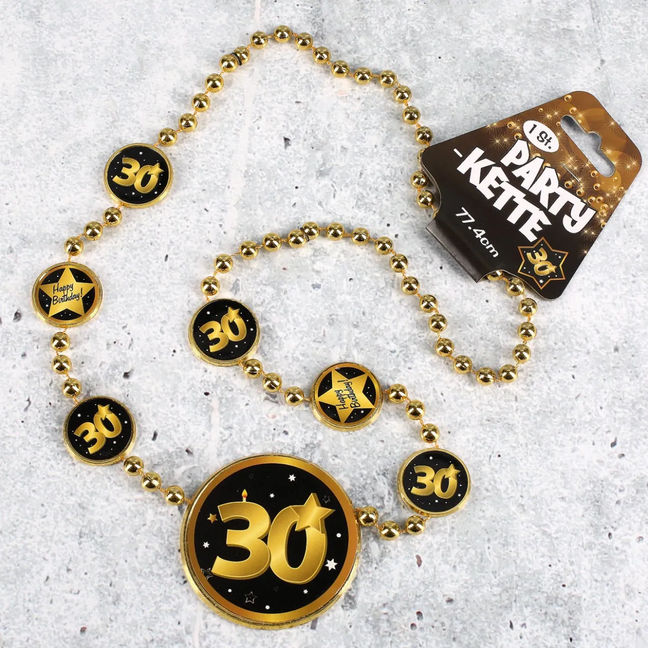 Party-Kette Star in Gold und Schwarz zum 30. Geburtstag